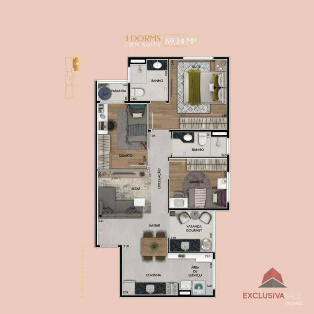 Apartamento, 2 quartos, 69 m² - Foto 1