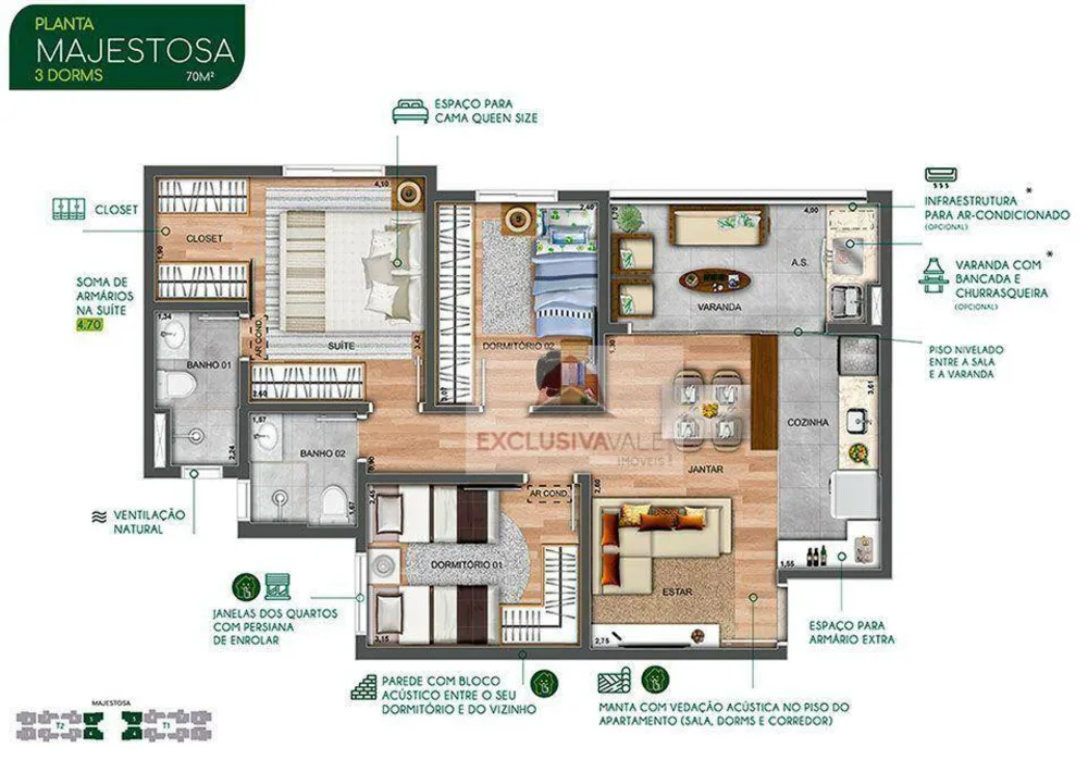 Apartamento, 3 quartos, 70 m² - Foto 4
