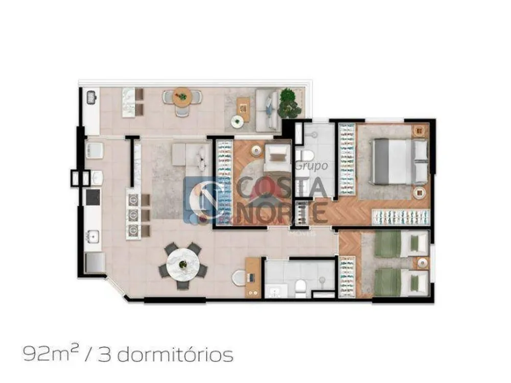 Apartamento, 3 quartos, 92 m² - Foto 2