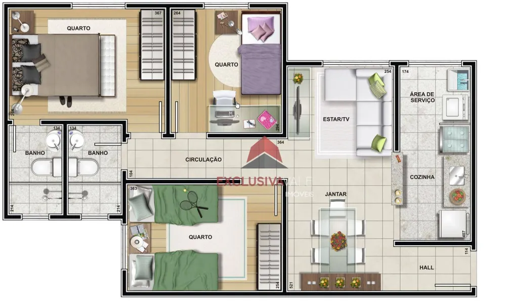 Apartamento, 3 quartos, 63 m² - Foto 1