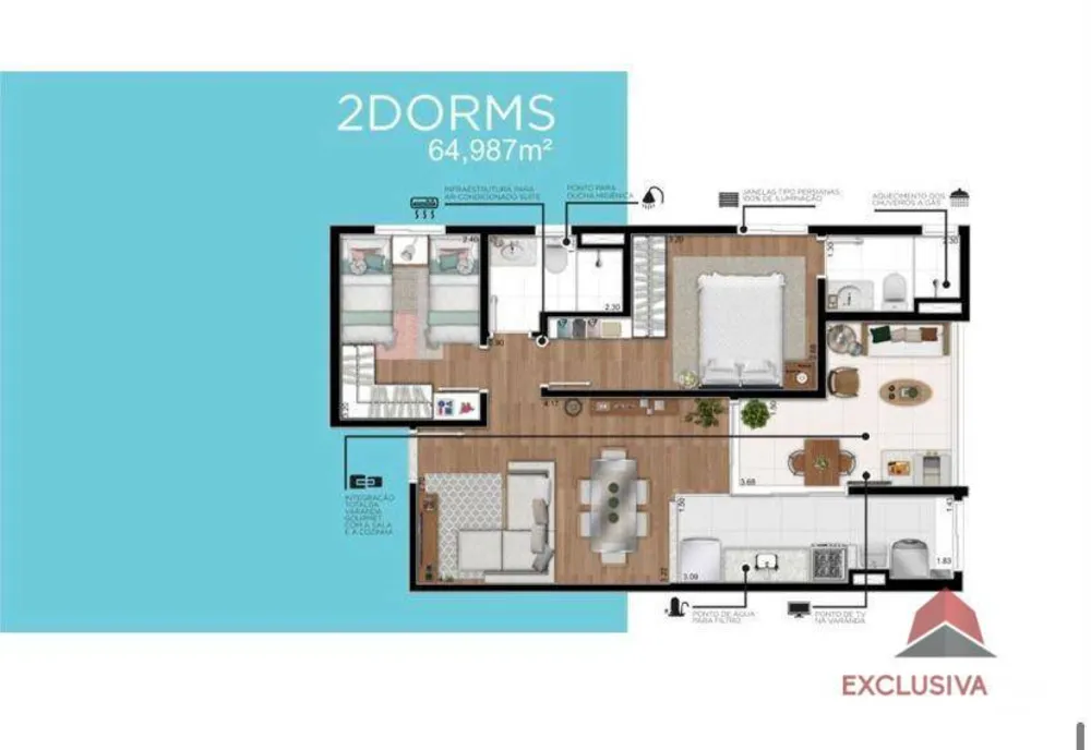Apartamento, 2 quartos, 63 m² - Foto 1