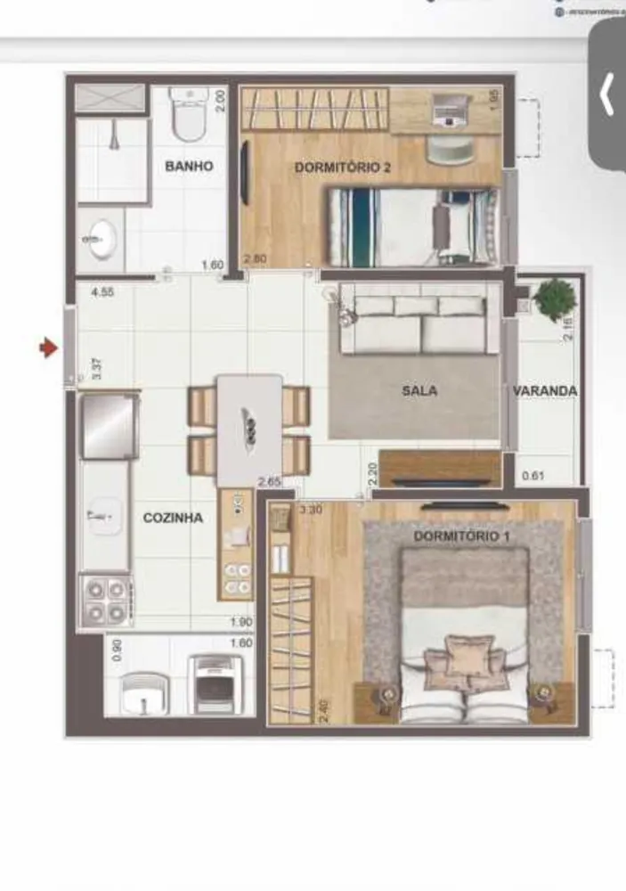 Apartamento, 2 quartos, 40 m² - Foto 2