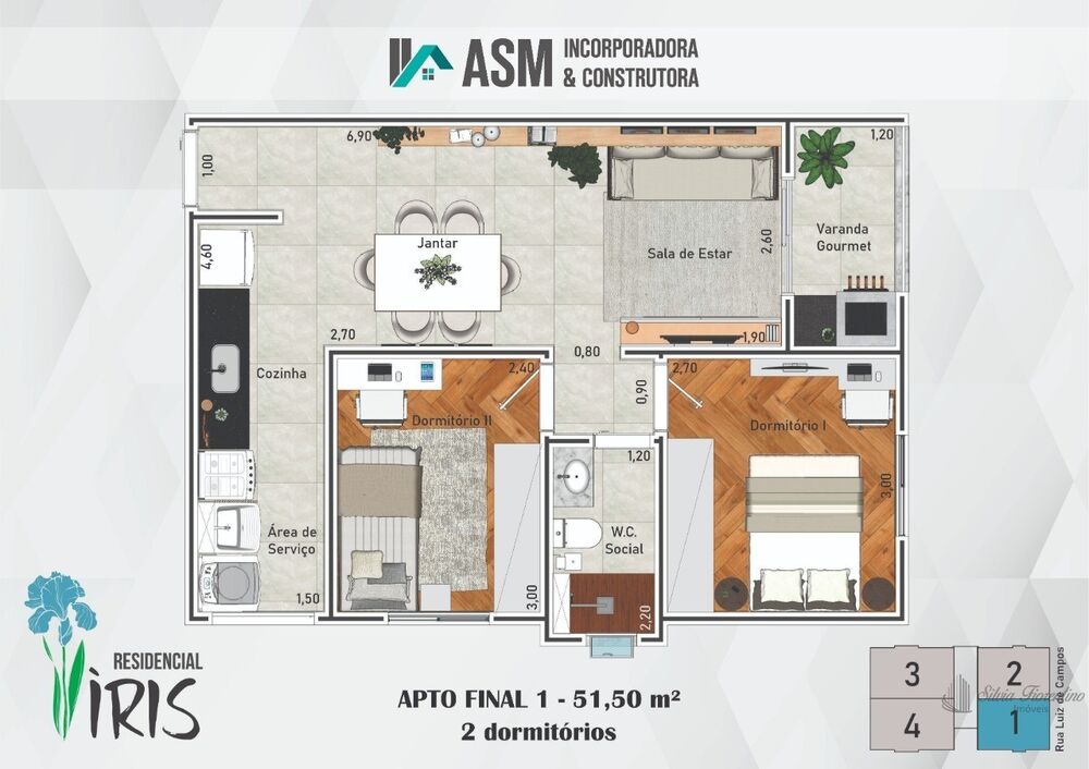 Apartamento à venda com 2 quartos, 51m² - Foto 1