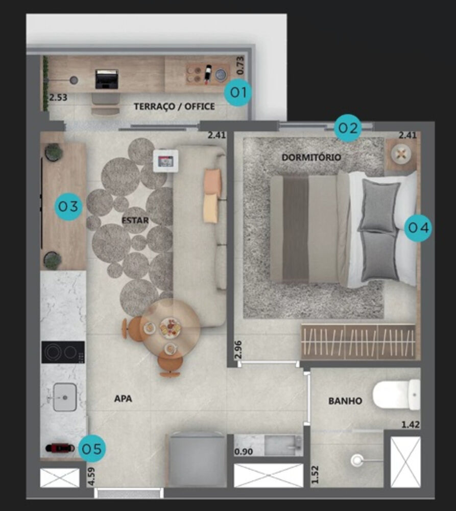 Apartamento, 1 quarto, 28 m² - Foto 2
