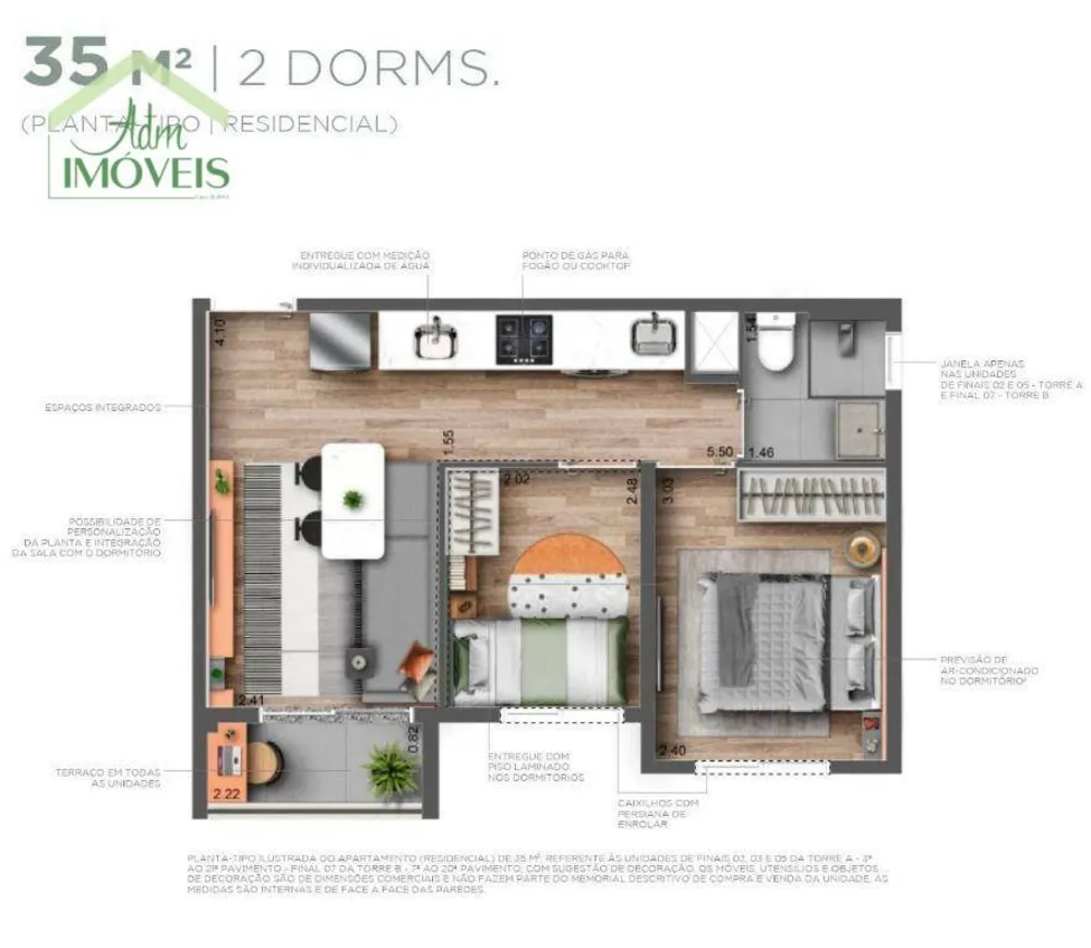 Apartamento, 2 quartos, 35 m² - Foto 8