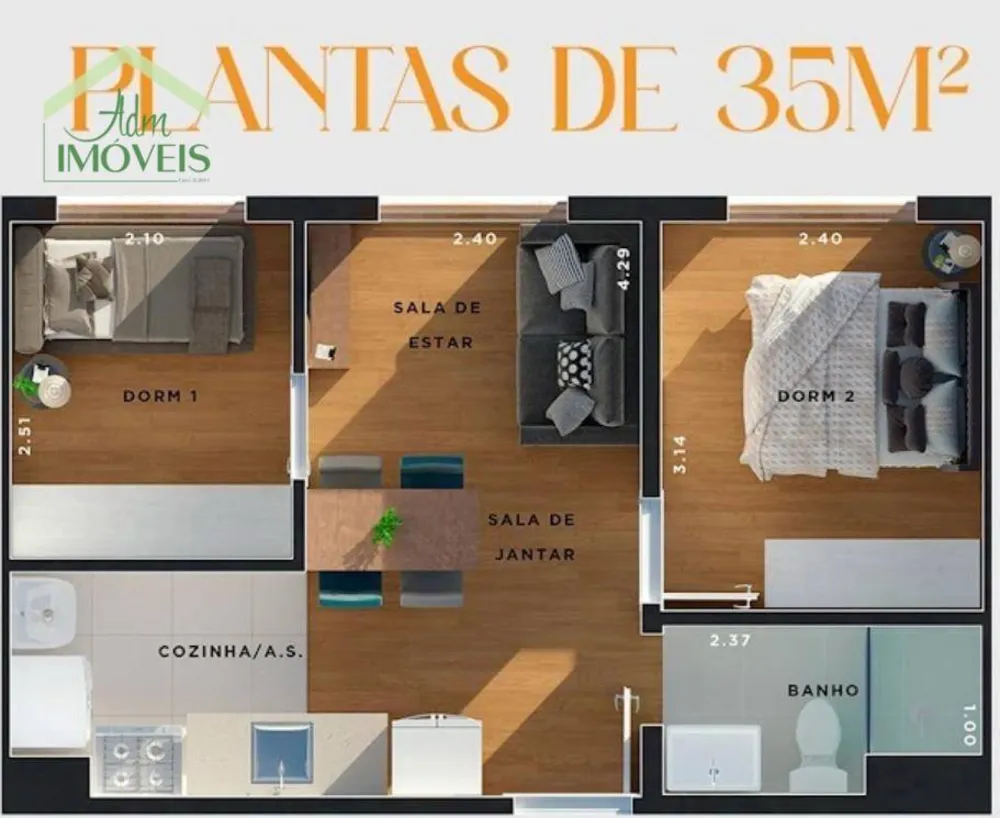 Apartamento, 2 quartos, 34 m² - Foto 6