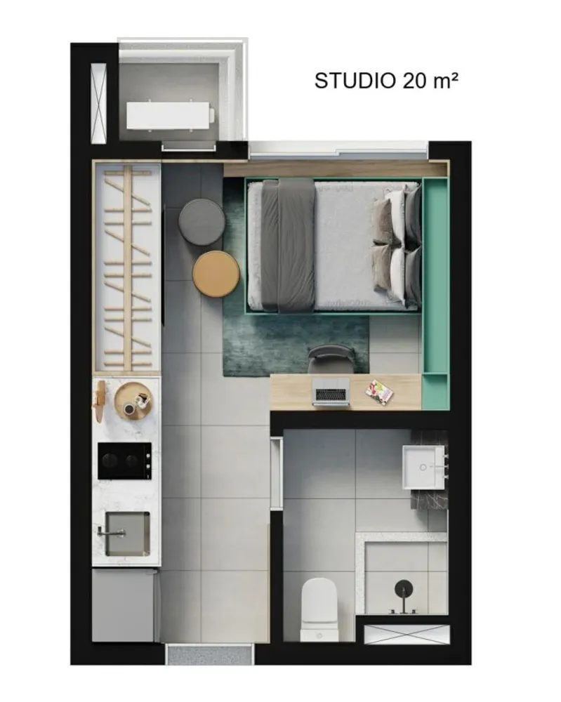 Apartamento, 1 quarto, 1920 m² - Foto 5