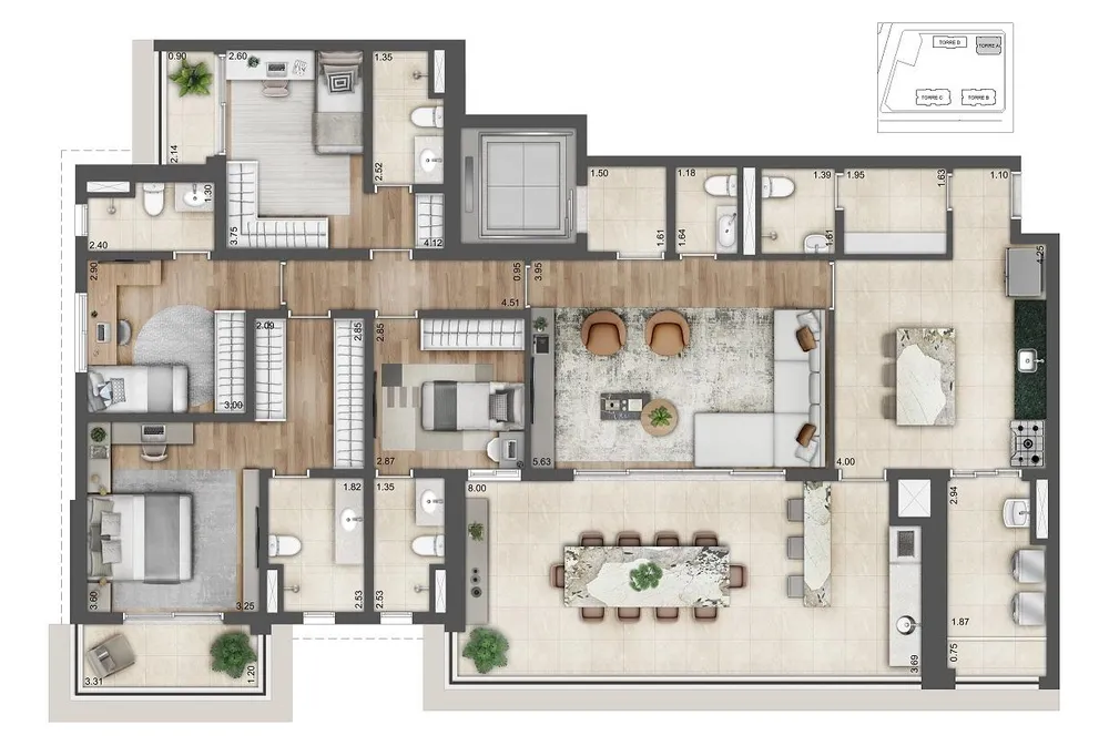 Apartamento, 4 quartos, 72350 m² - Foto 3