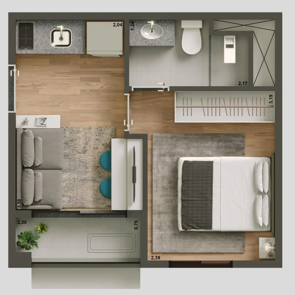 Apartamento, 1 quarto, 2429 m² - Foto 1
