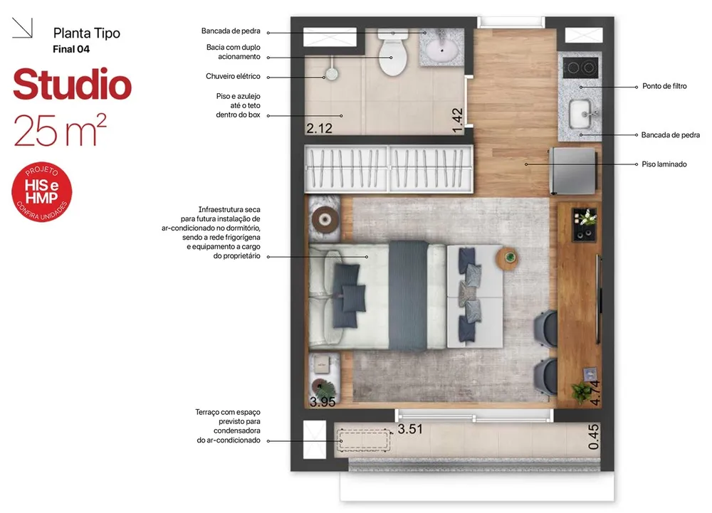 Apartamento, 1 quarto, 2541 m² - Foto 10