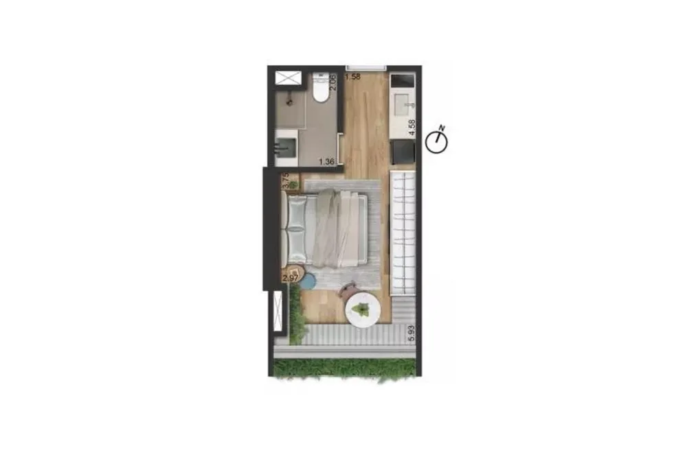 Apartamento, 1 quarto, 2030 m² - Foto 3