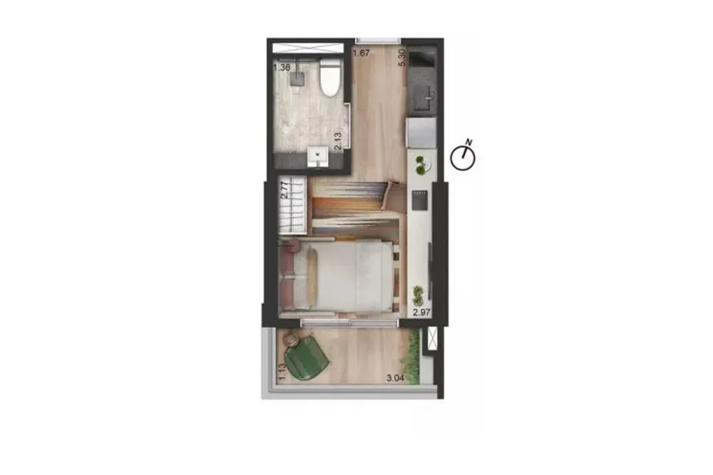 Apartamento, 1 quarto, 2030 m² - Foto 8