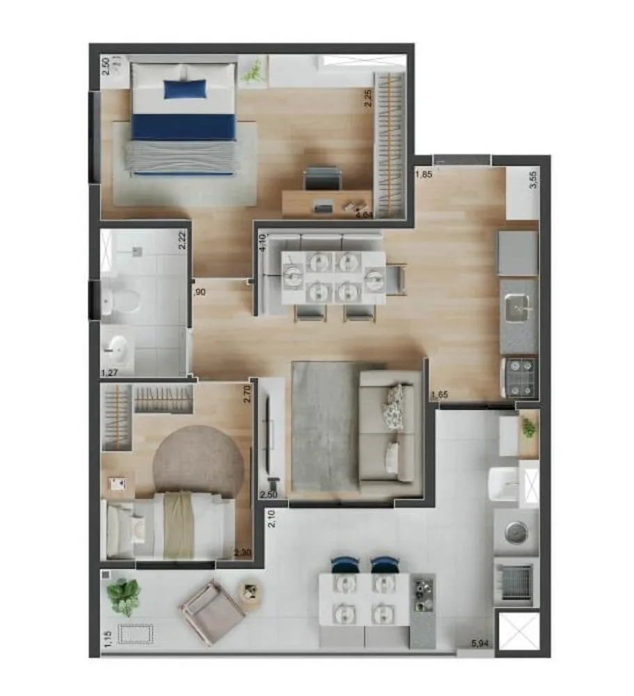 Apartamento, 2 quartos, 2561 m² - Foto 8