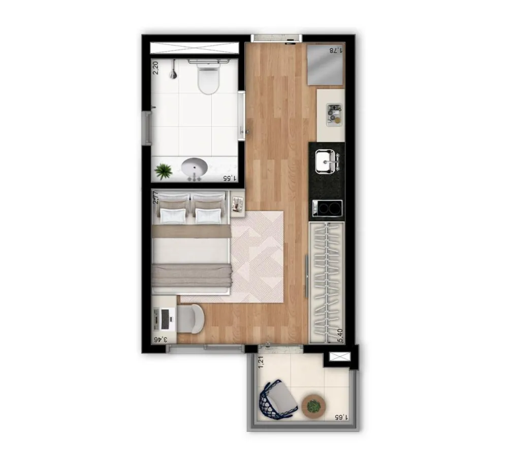 Apartamento, 1 quarto, 23 m² - Foto 12