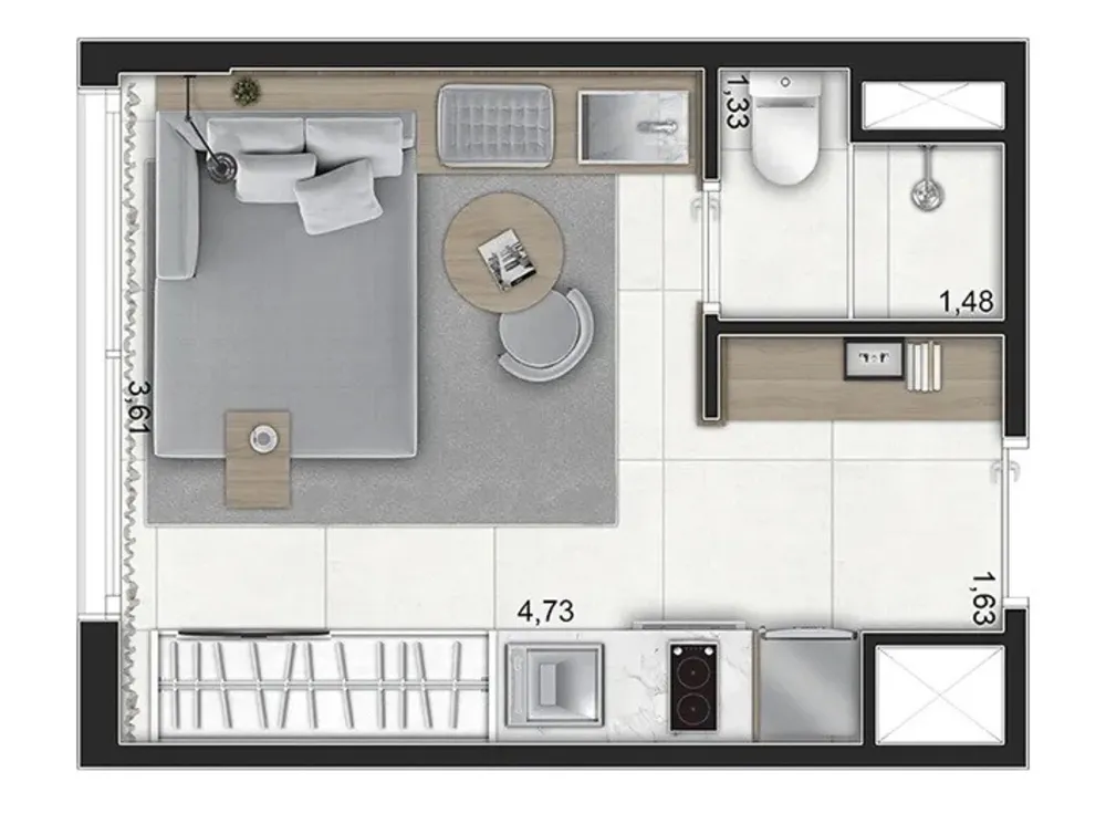 Apartamento, 1 quarto, 2026 m² - Foto 8