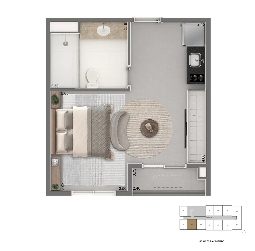 Apartamento, 1 quarto, 2432 m² - Foto 6