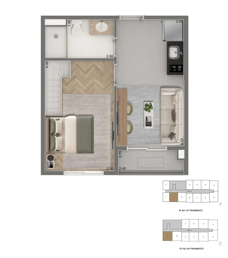 Apartamento, 1 quarto, 2432 m² - Foto 7