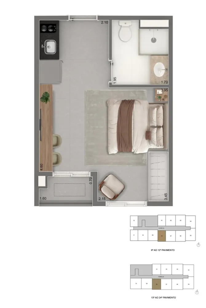 Apartamento, 1 quarto, 2432 m² - Foto 8