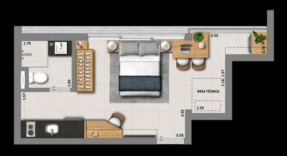 Apartamento, 1 quarto, 2250 m² - Foto 4