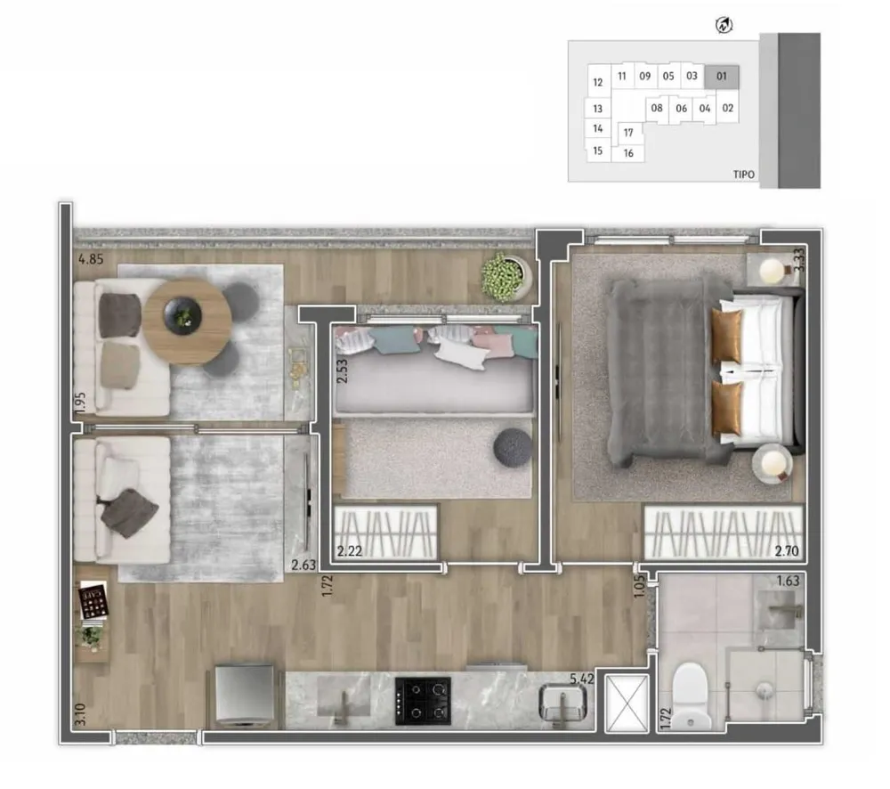 Apartamento, 2 quartos, 2539 m² - Foto 12