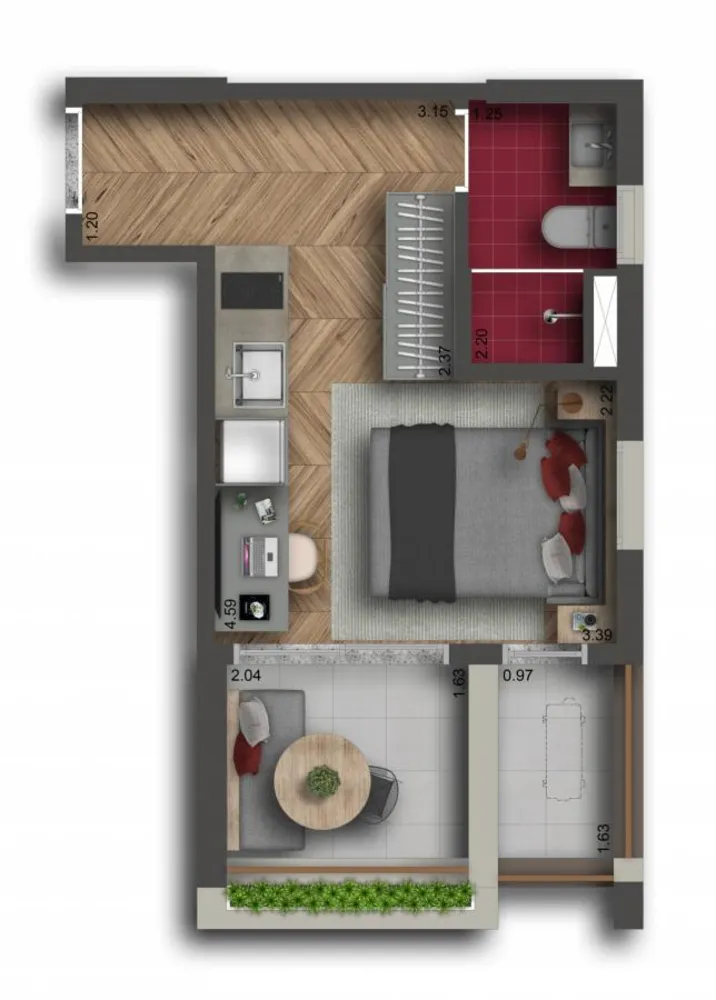 Apartamento, 1 quarto, 2030 m² - Foto 1