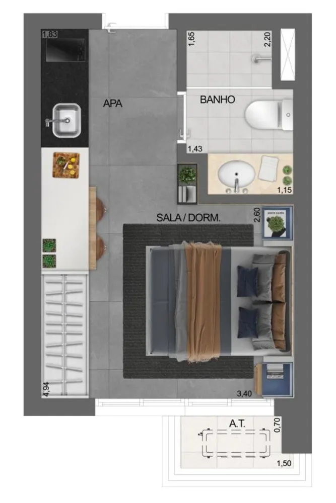 Apartamento, 1 quarto, 2127 m² - Foto 8