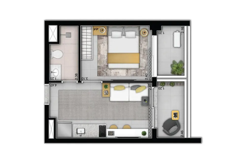 Apartamento, 1 quarto, 2432 m² - Foto 9