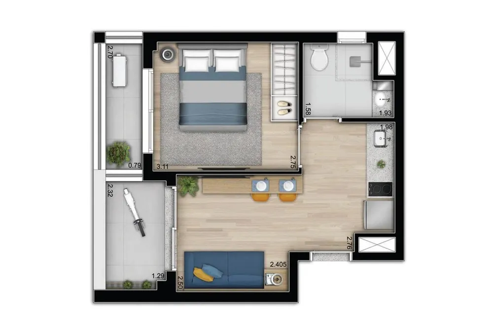 Apartamento, 1 quarto, 2432 m² - Foto 15