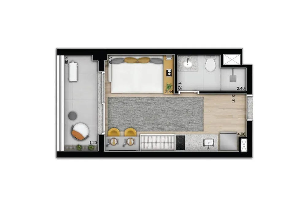 Apartamento, 1 quarto, 2432 m² - Foto 10