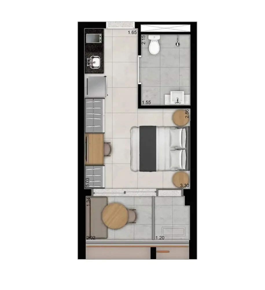 Apartamento, 1 quarto, 2330 m² - Foto 3