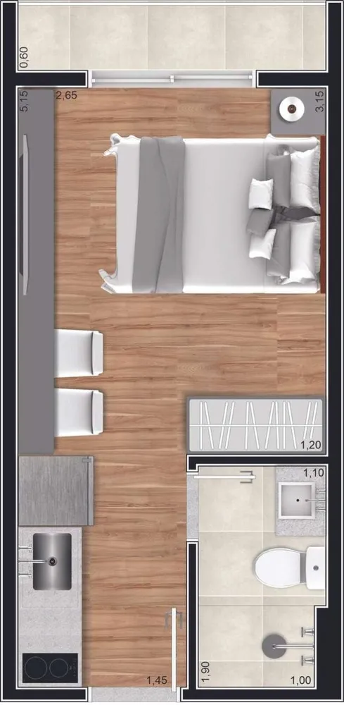 Cobertura, 1 quarto, 23 m² - Foto 12