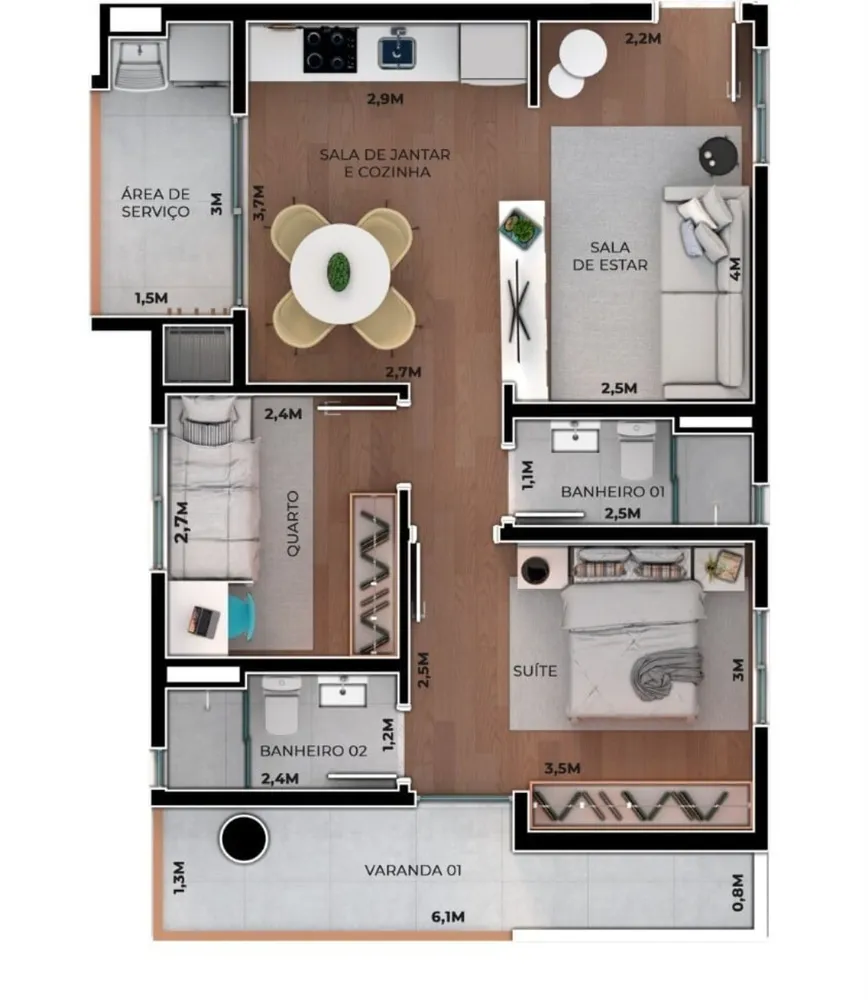 Apartamento, 2 quartos, 61 m² - Foto 5