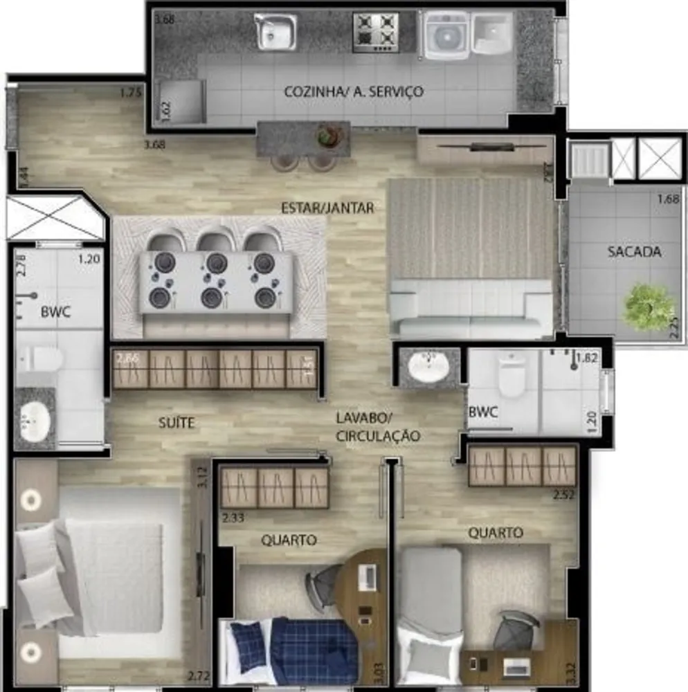 Apartamento, 2 quartos, 68 m² - Foto 8