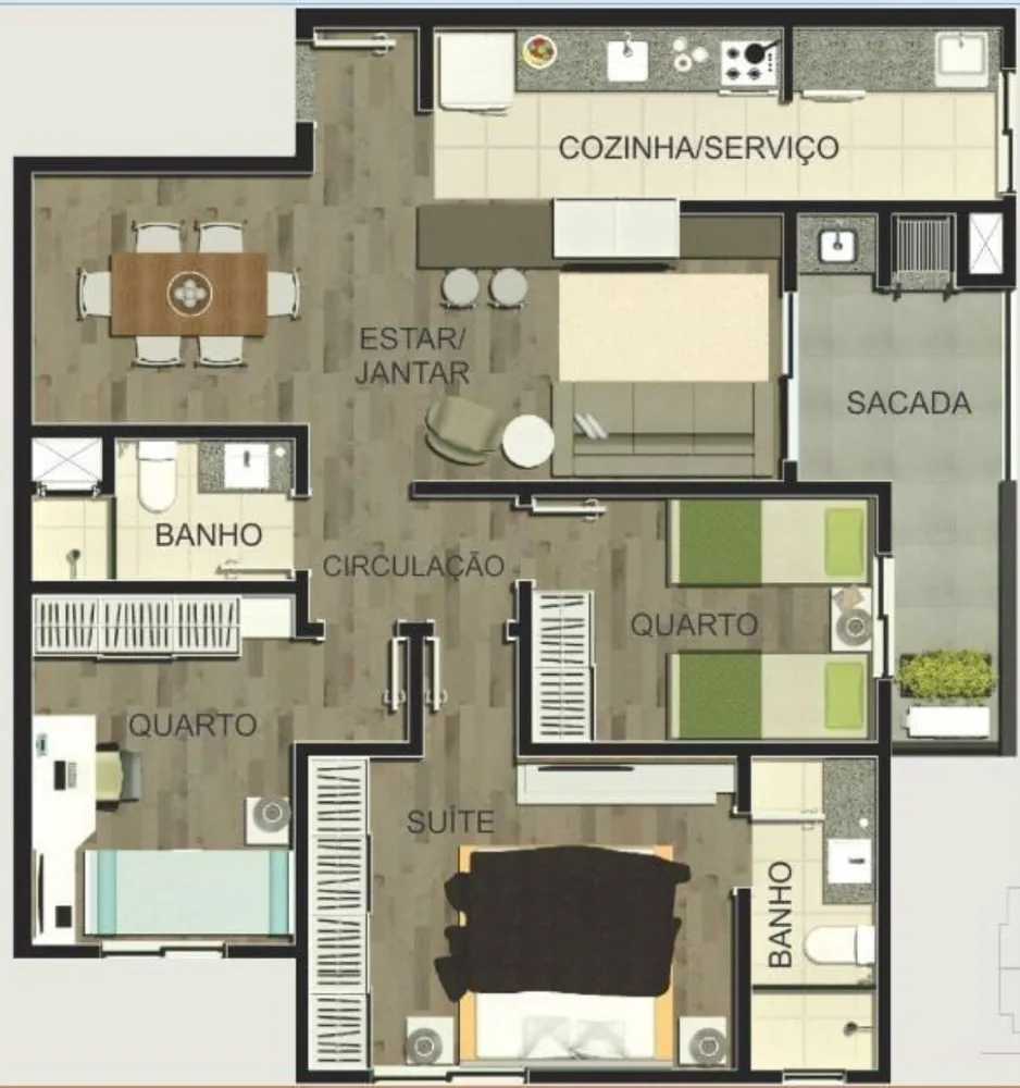 Apartamento, 3 quartos, 87 m² - Foto 1