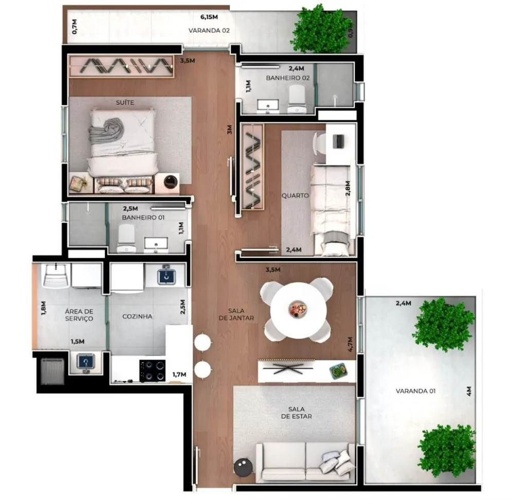 Apartamento, 2 quartos, 73 m² - Foto 7