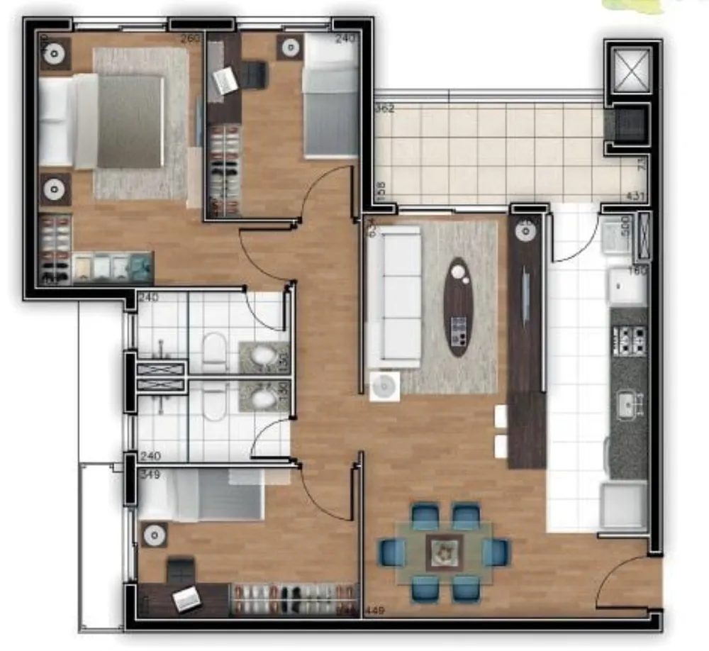 Cobertura, 3 quartos, 129 m² - Foto 1
