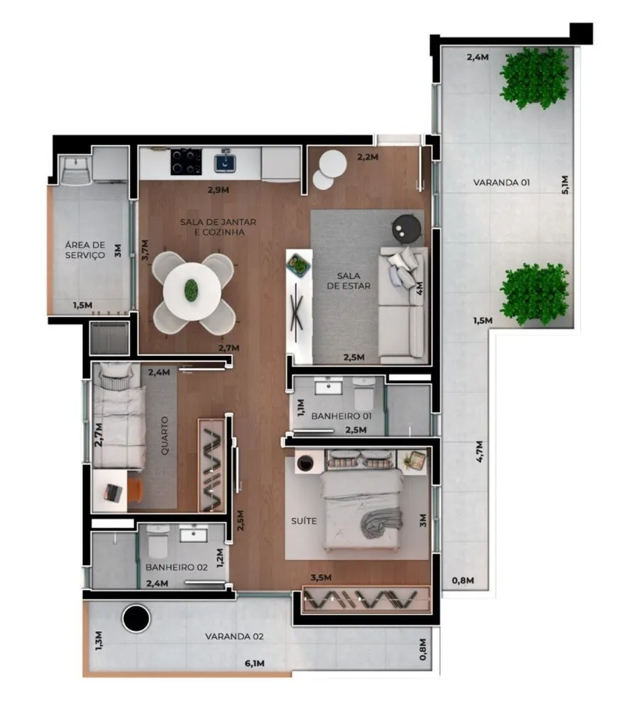 Apartamento, 1 quarto, 34 m² - Foto 12