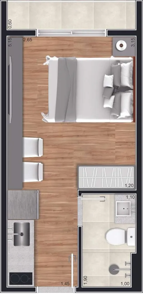 Apartamento, 1 quarto, 14 m² - Foto 7
