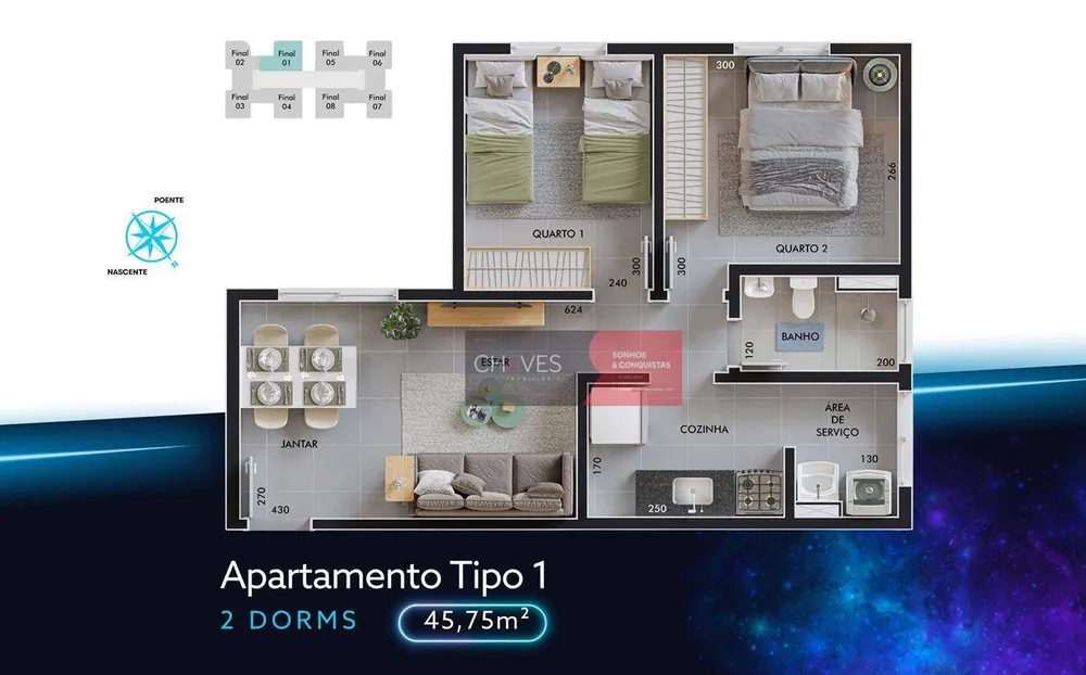 Apartamento, 2 quartos, 45 m² - Foto 3