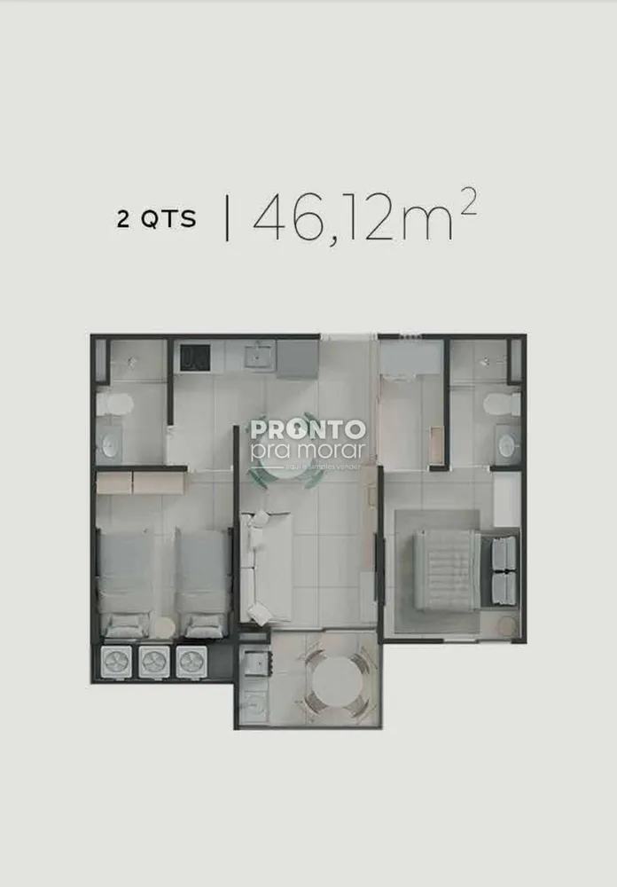 Apartamento, 2 quartos, 46 m² - Foto 1