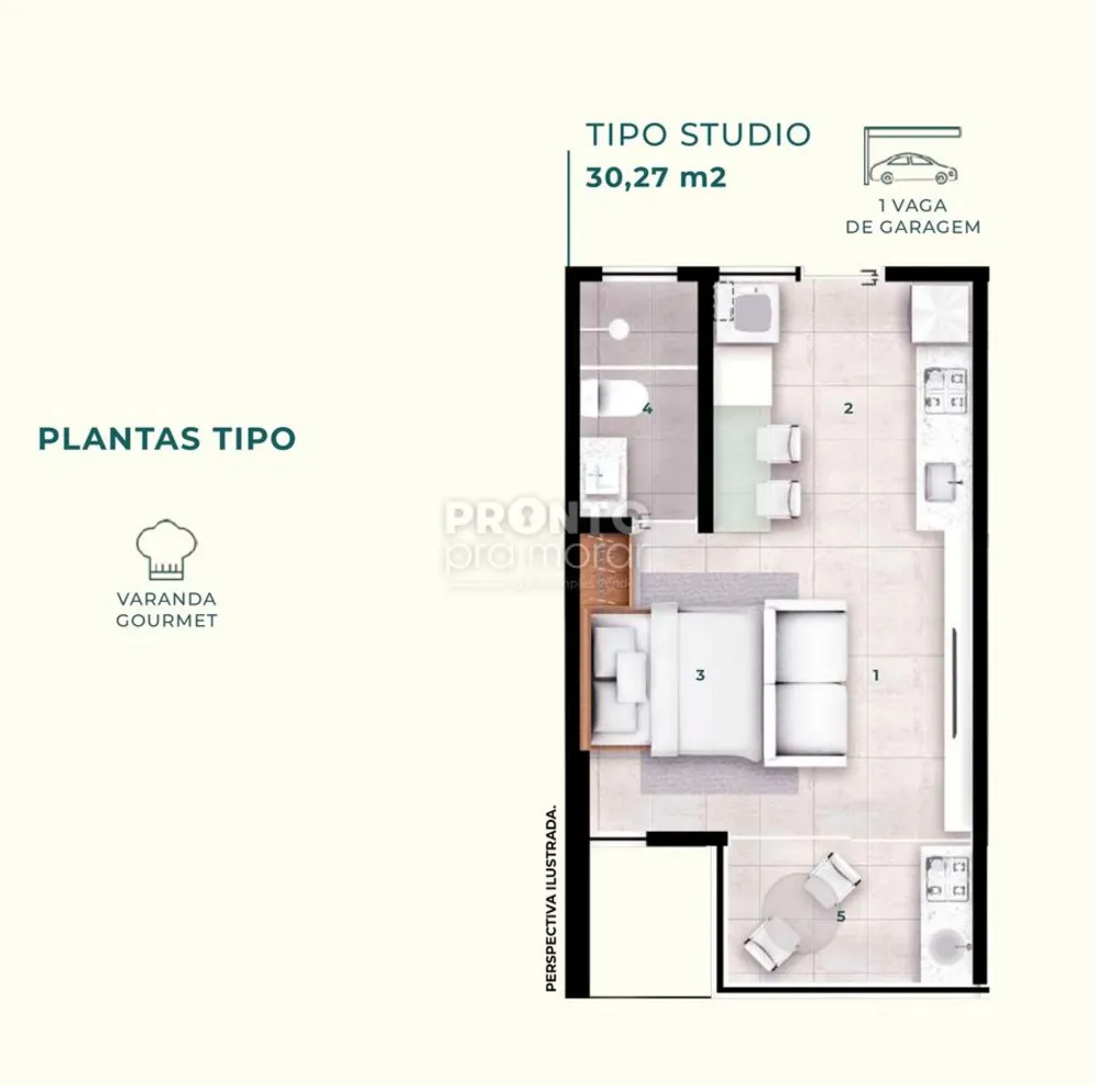 Apartamento, 1 quarto, 30 m² - Foto 1