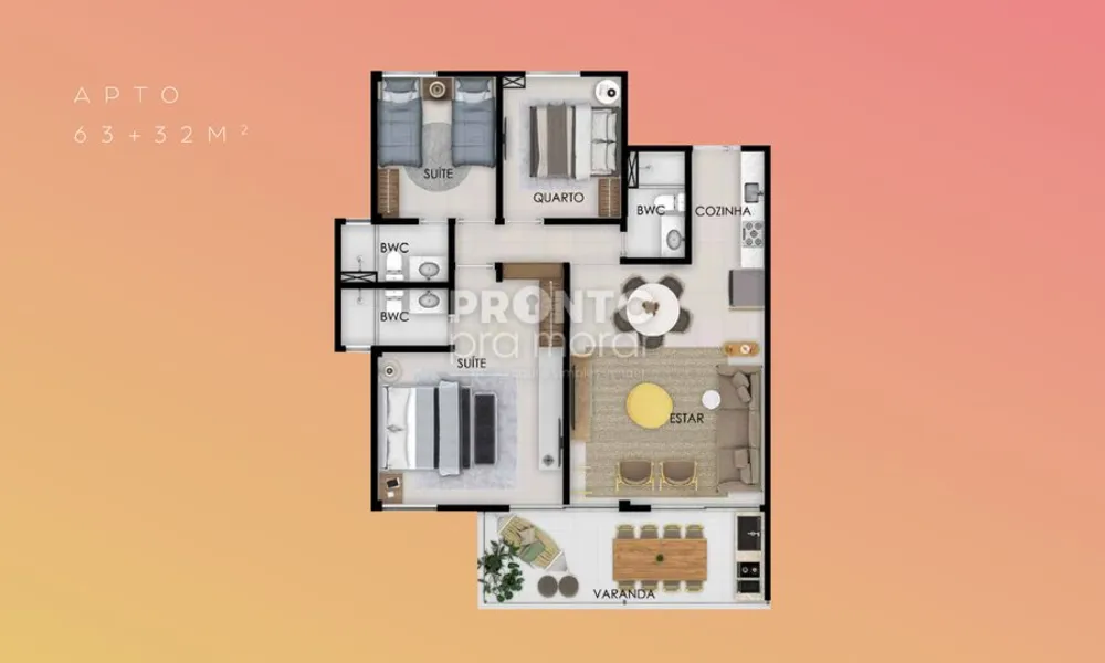 Apartamento, 2 quartos, 63 m² - Foto 1