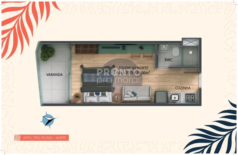 Flat/Apart Hotel, 1 quarto, 28 m² - Foto 1