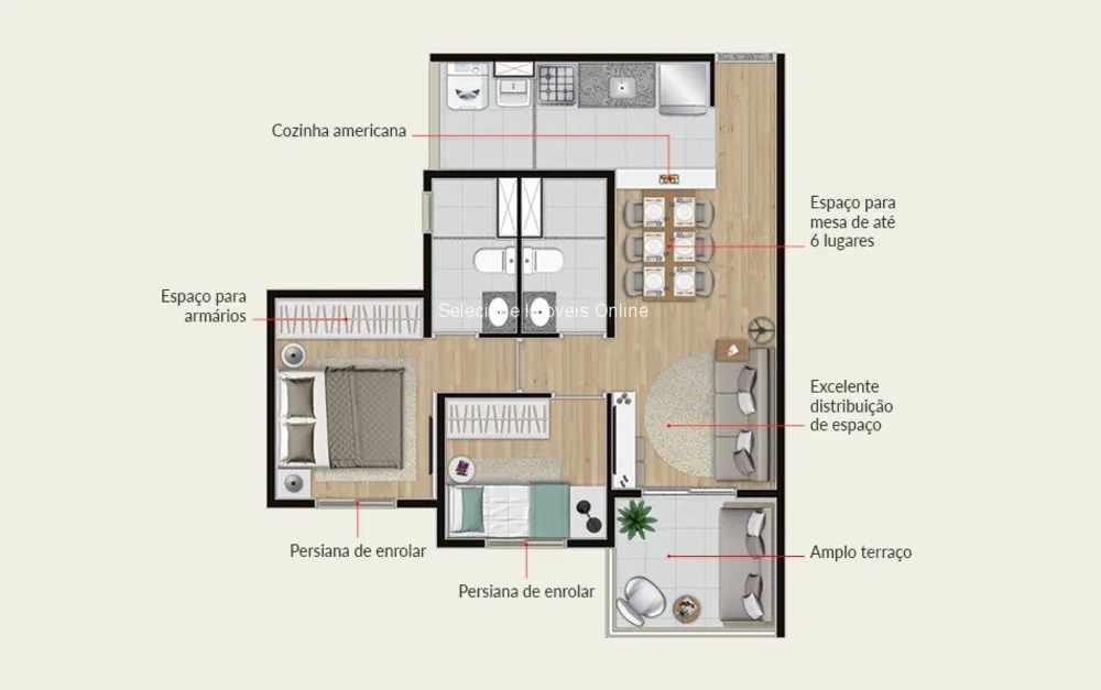 Apartamento, 2 quartos, 50 m² - Foto 2