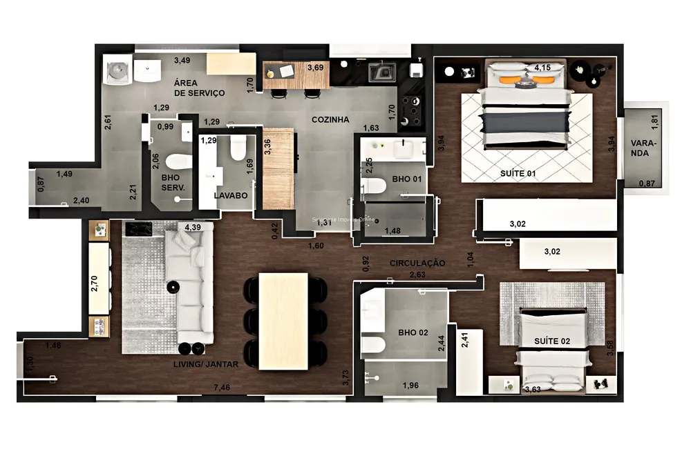 Apartamento, 2 quartos, 106 m² - Foto 2