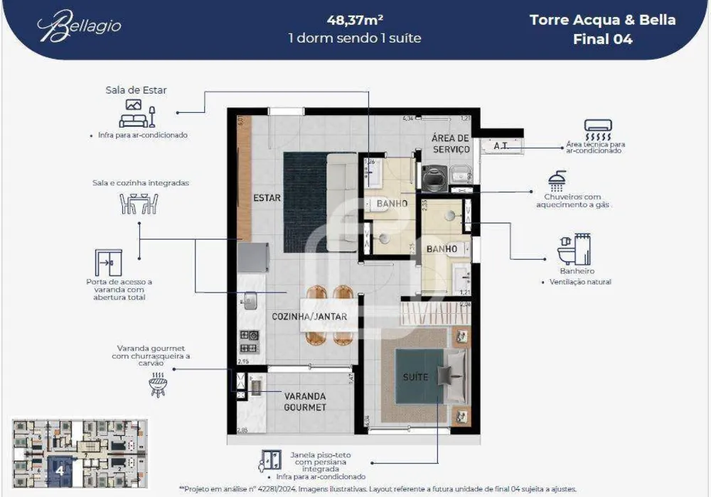 Apartamento, 1 quarto, 48 m² - Foto 11