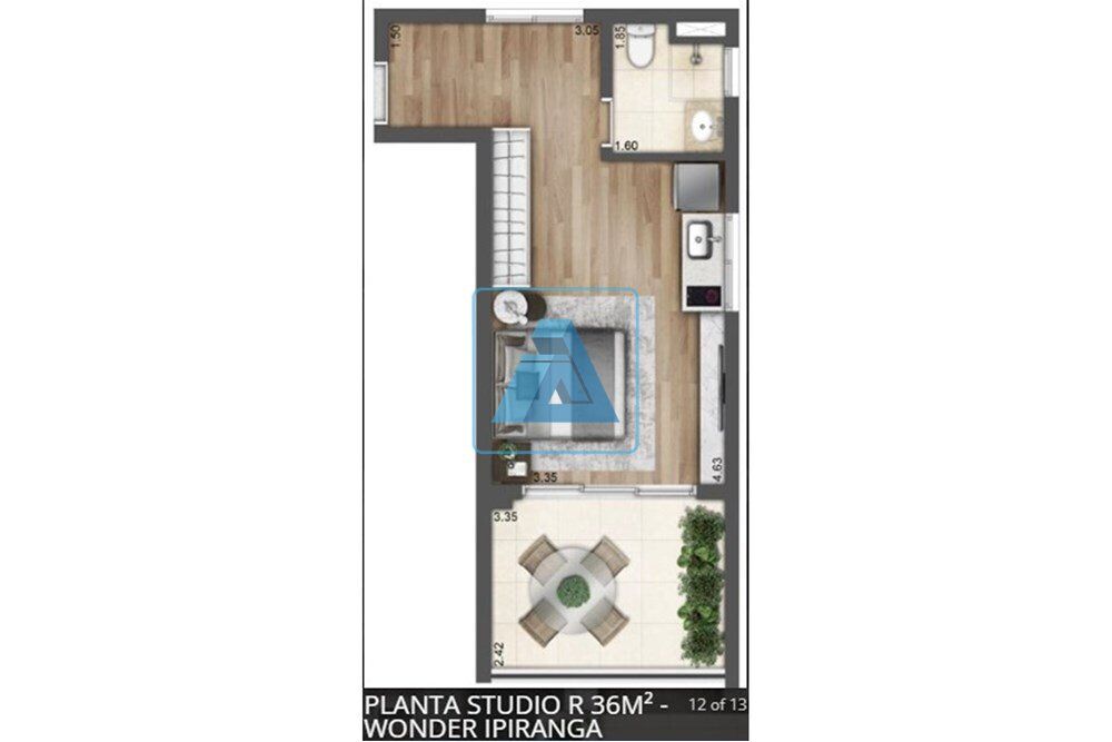 Apartamento, 1 quarto, 36 m² - Foto 1