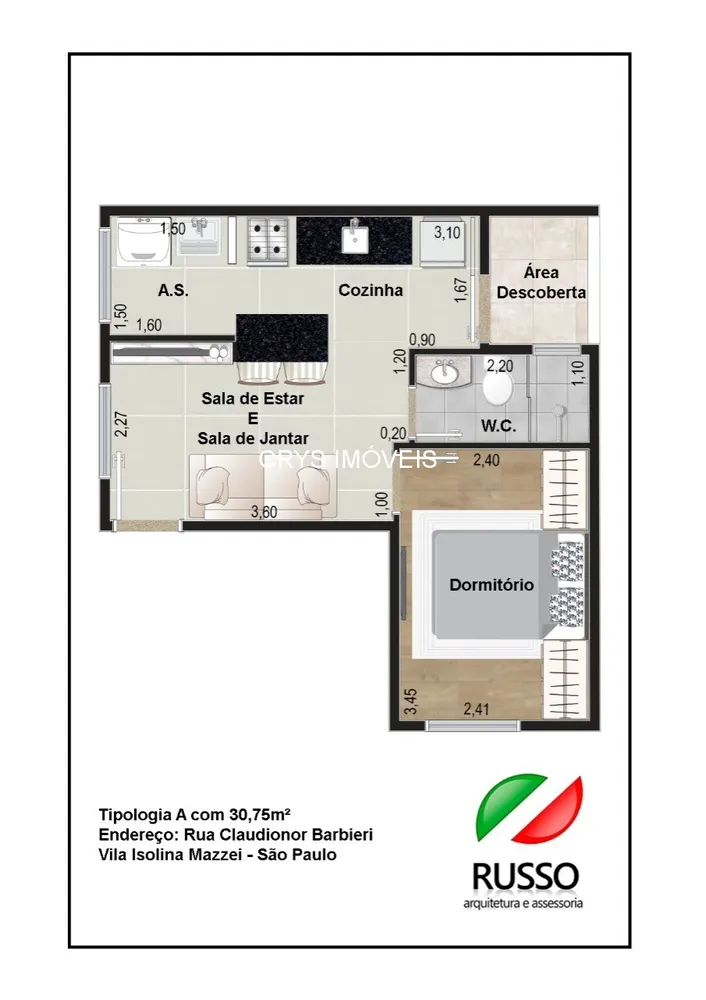 Casa, 1 quarto, 30 m² - Foto 3