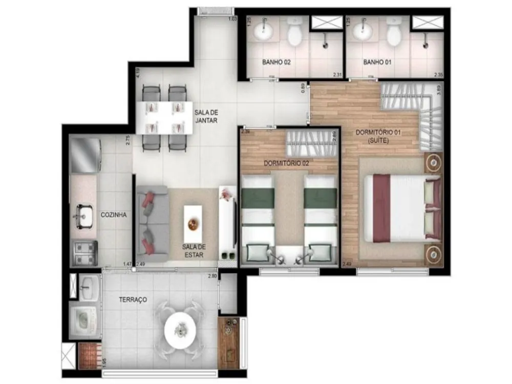 Apartamento, 2 quartos, 57 m² - Foto 7
