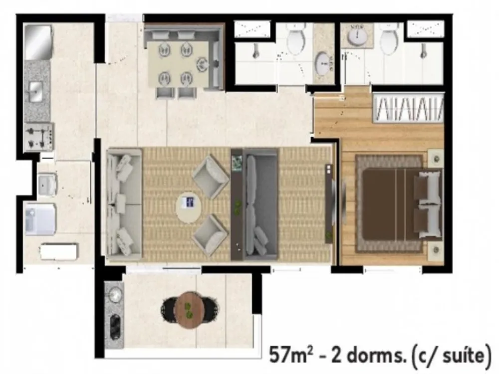 Apartamento, 2 quartos, 57 m² - Foto 7